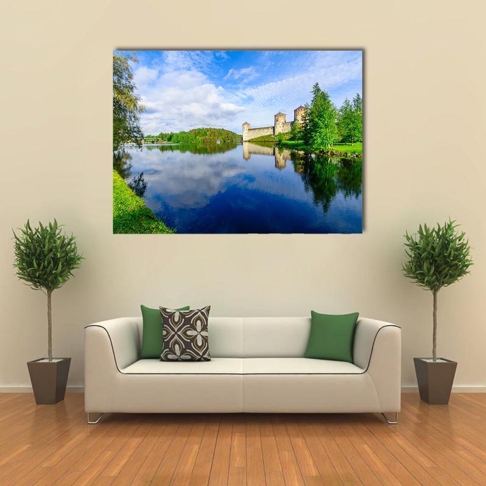 View Of The Olavinlinna Castle Canvas Wall Art-1 Piece-Gallery Wrap-48" x 32"-Tiaracle