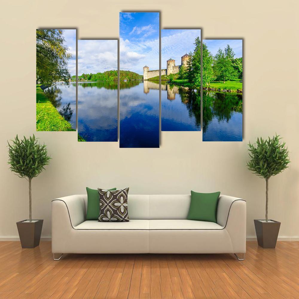 View Of The Olavinlinna Castle Canvas Wall Art-5 Pop-Gallery Wrap-47" x 32"-Tiaracle