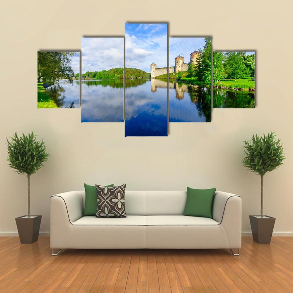 View Of The Olavinlinna Castle Canvas Wall Art-5 Star-Gallery Wrap-62" x 32"-Tiaracle