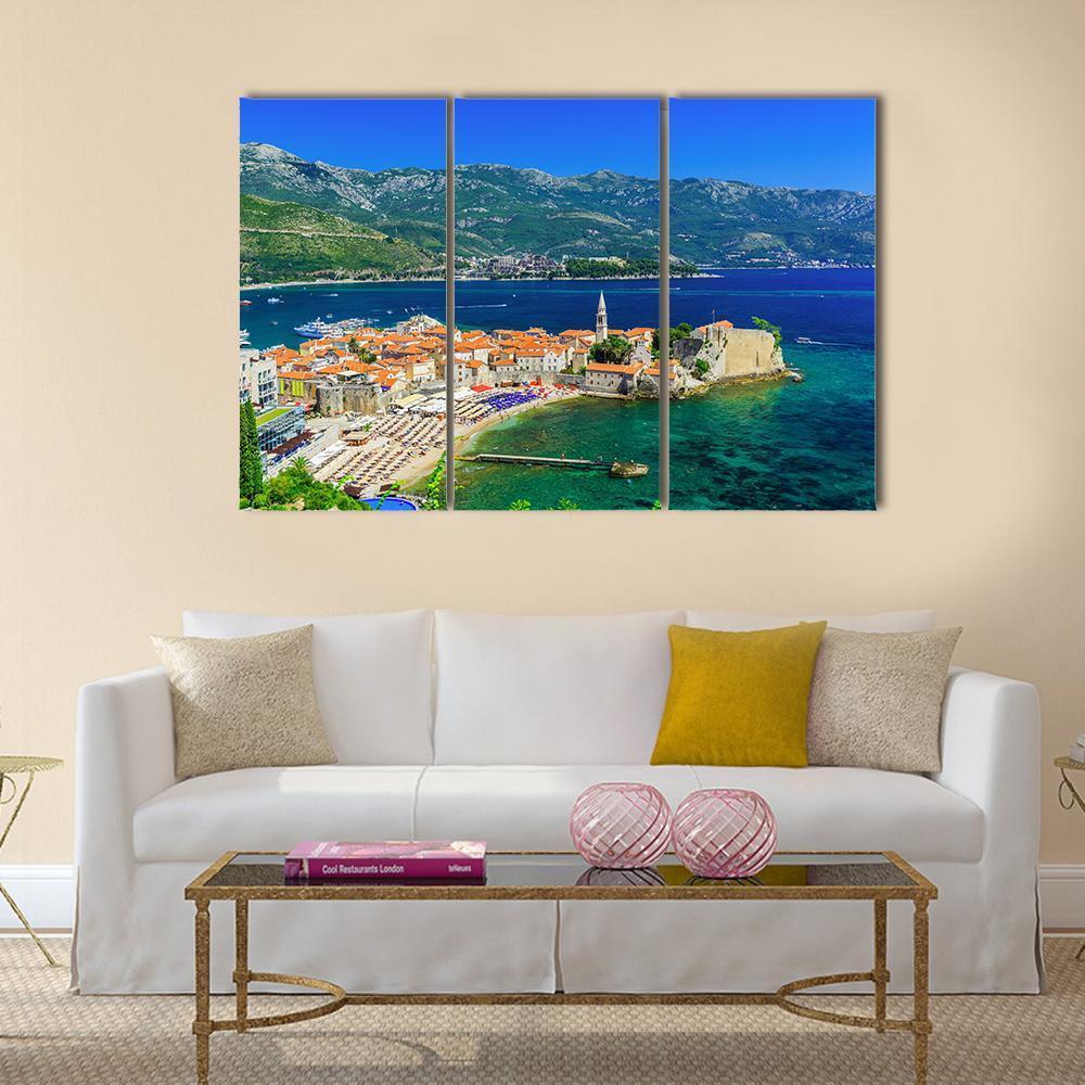 Old Town Budva Montenegro Canvas Wall Art-3 Horizontal-Gallery Wrap-37" x 24"-Tiaracle
