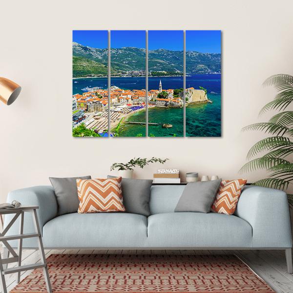 Old Town Budva Montenegro Canvas Wall Art-4 Horizontal-Gallery Wrap-34" x 24"-Tiaracle