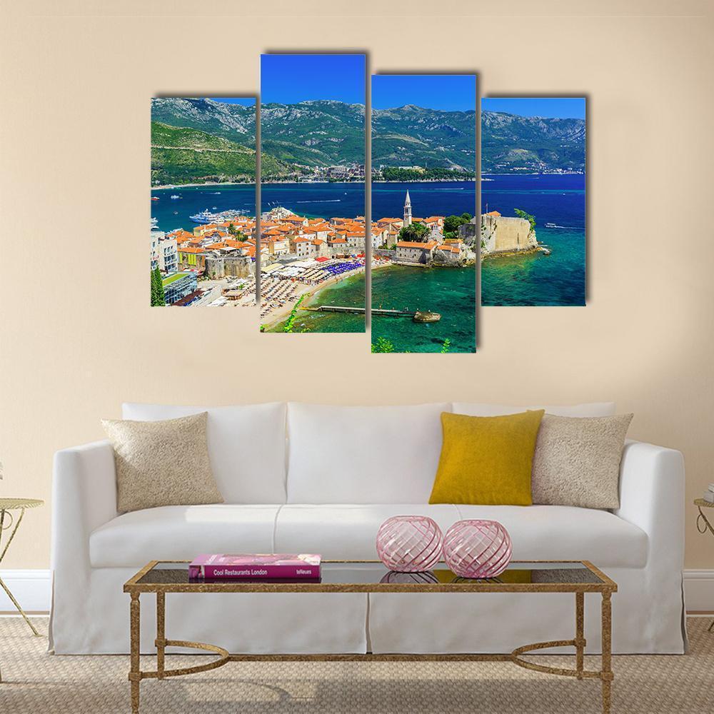 Old Town Budva Montenegro Canvas Wall Art-4 Pop-Gallery Wrap-50" x 32"-Tiaracle