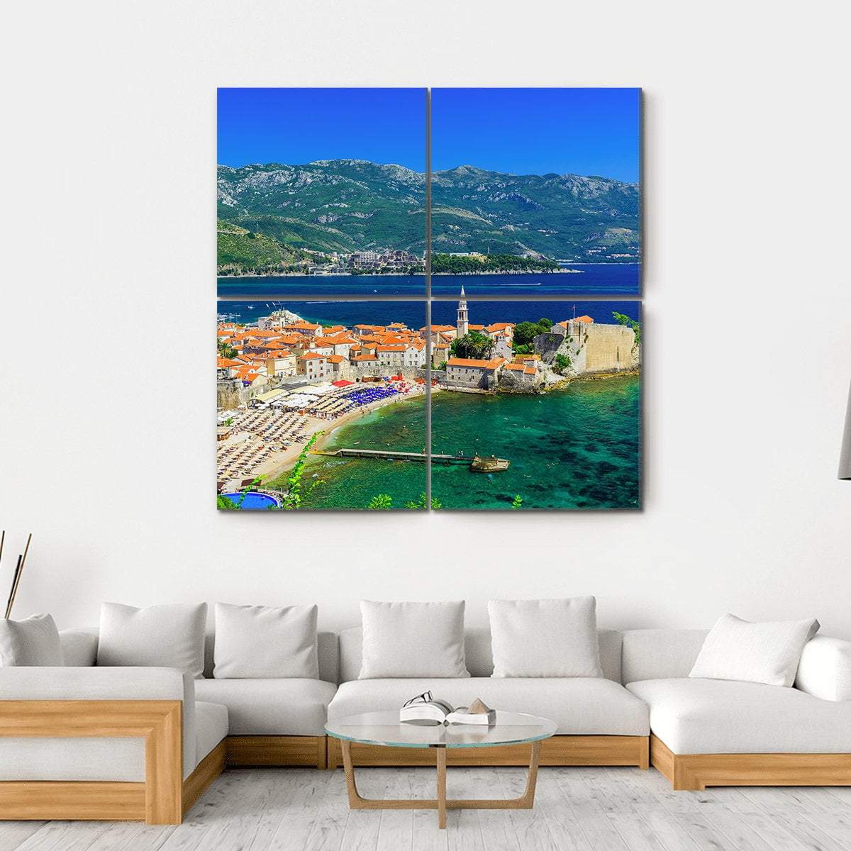 Old Town Budva Montenegro Canvas Wall Art-4 Square-Gallery Wrap-17" x 17"-Tiaracle