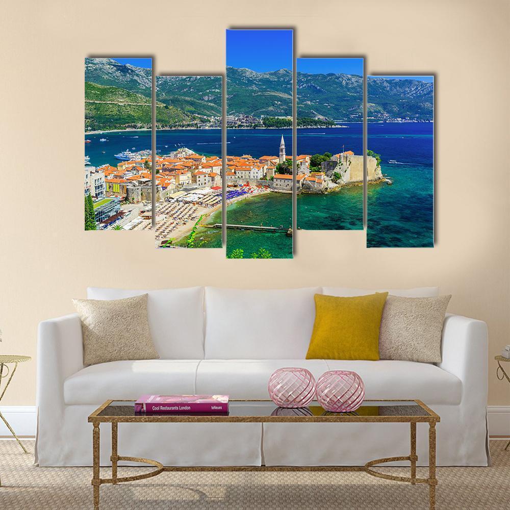 Old Town Budva Montenegro Canvas Wall Art-5 Pop-Gallery Wrap-47" x 32"-Tiaracle