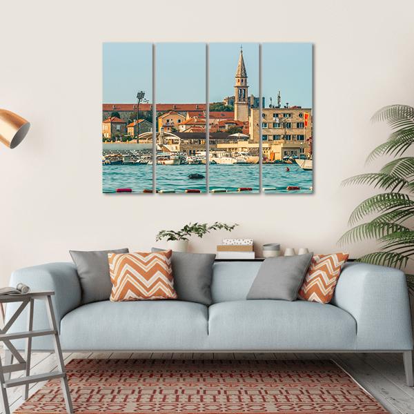 View Of The Old Town From The Side Of Budva Canvas Wall Art-4 Horizontal-Gallery Wrap-34" x 24"-Tiaracle