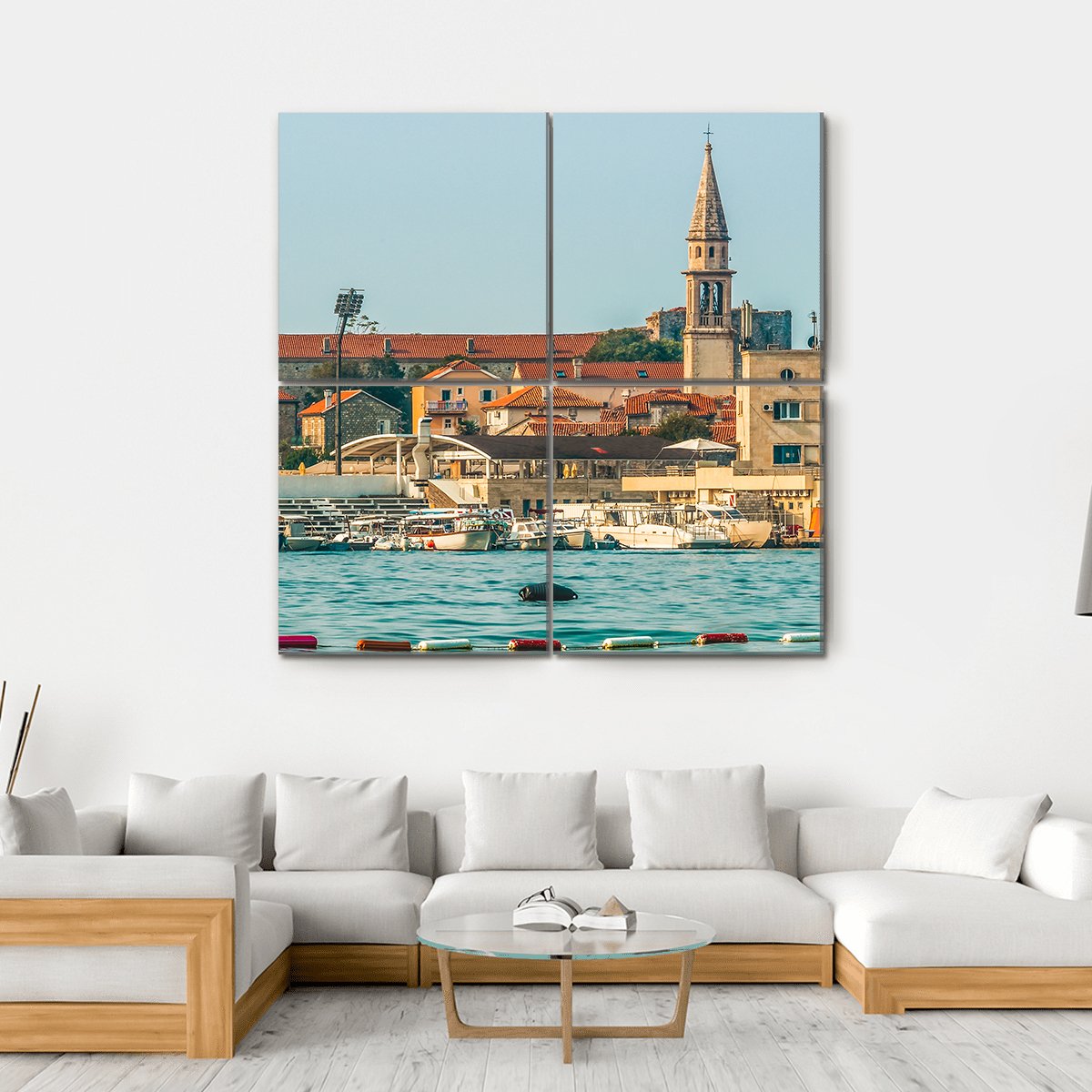 View Of The Old Town From The Side Of Budva Canvas Wall Art-4 Square-Gallery Wrap-17" x 17"-Tiaracle