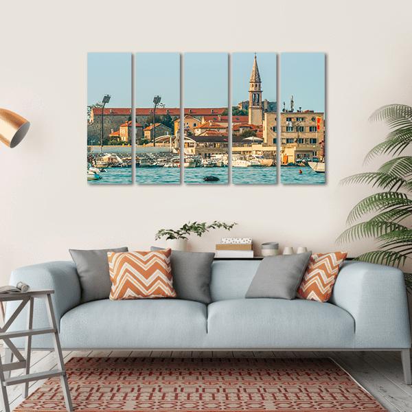 View Of The Old Town From The Side Of Budva Canvas Wall Art-5 Horizontal-Gallery Wrap-22" x 12"-Tiaracle