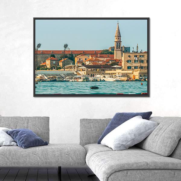 View Of The Old Town From The Side Of Budva Canvas Wall Art-5 Horizontal-Gallery Wrap-22" x 12"-Tiaracle
