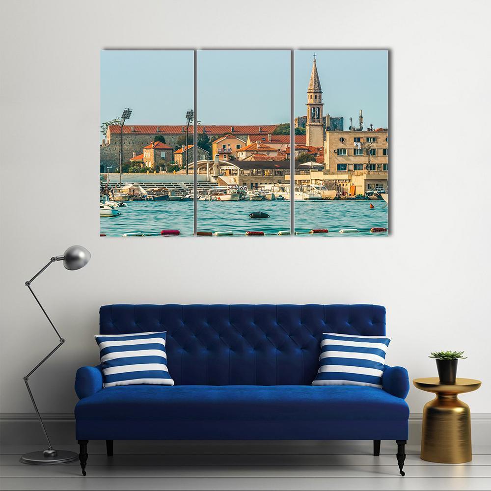 View Of The Old Town From The Side Of Budva Canvas Wall Art-3 Horizontal-Gallery Wrap-37" x 24"-Tiaracle