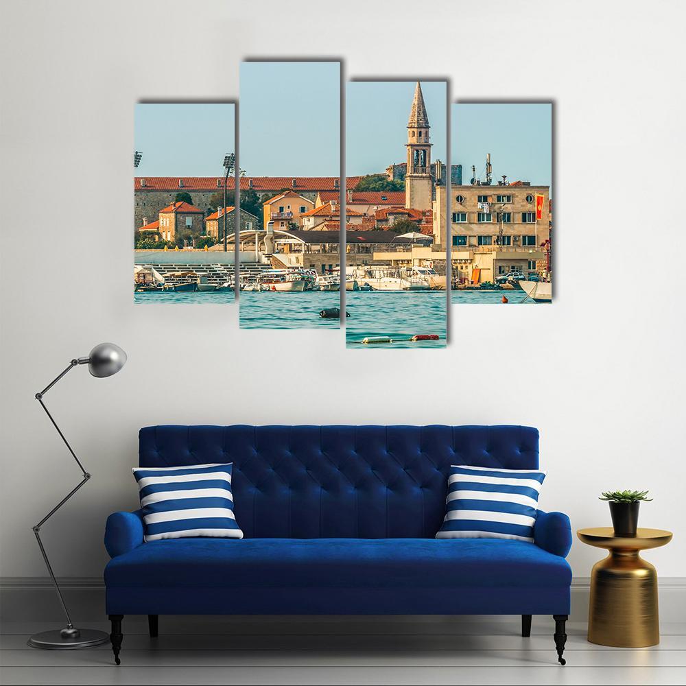 View Of The Old Town From The Side Of Budva Canvas Wall Art-4 Pop-Gallery Wrap-50" x 32"-Tiaracle