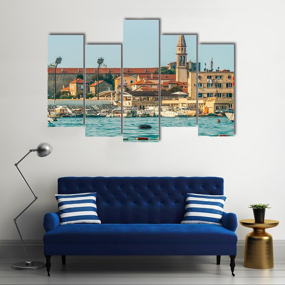 View Of The Old Town From The Side Of Budva Canvas Wall Art-5 Pop-Gallery Wrap-47" x 32"-Tiaracle
