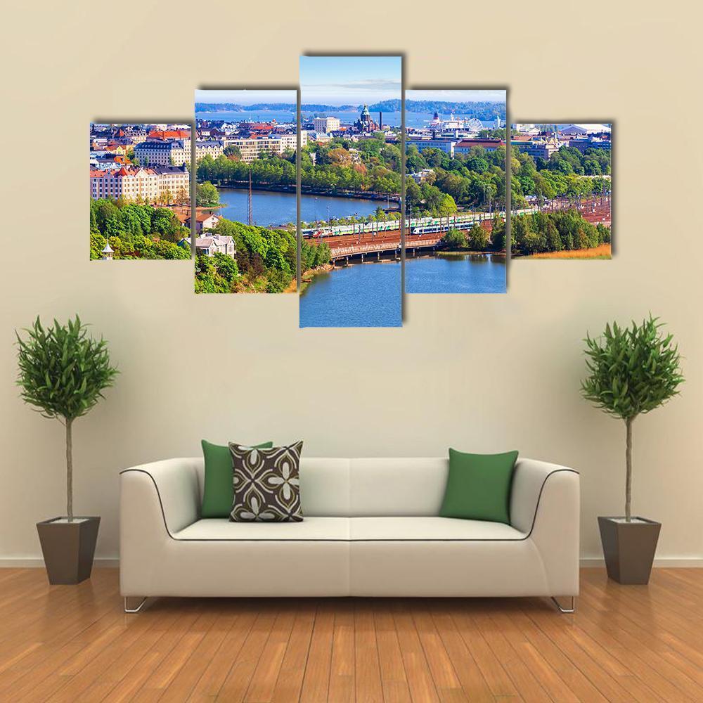 Old Town In Helsinki Canvas Wall Art-5 Star-Gallery Wrap-62" x 32"-Tiaracle