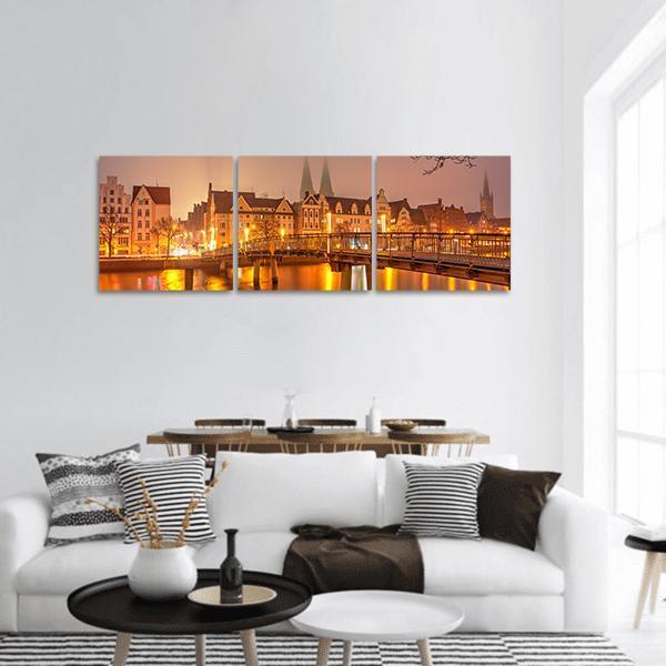 View of the Old Town in Lubeck Panoramic Canvas Wall Art-3 Piece-25" x 08"-Tiaracle