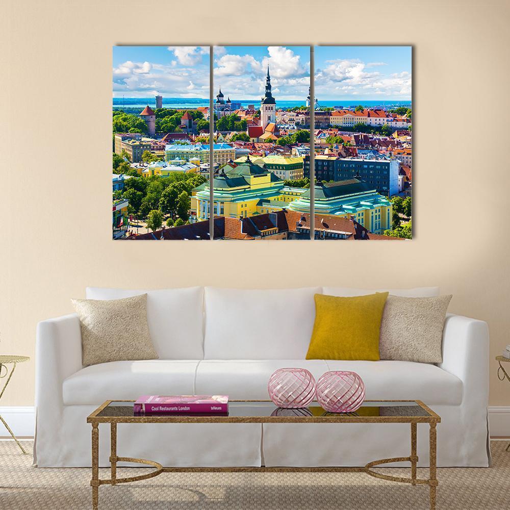 Old Town In Tallinn Canvas Wall Art-3 Horizontal-Gallery Wrap-37" x 24"-Tiaracle