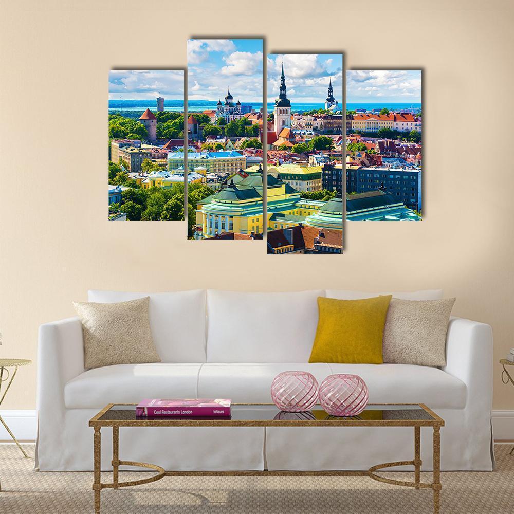 Old Town In Tallinn Canvas Wall Art-4 Pop-Gallery Wrap-50" x 32"-Tiaracle