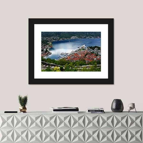 View Of The Old Town Of Kotor Canvas Wall Art-1 Piece-Framed Print-20" x 16"-Tiaracle