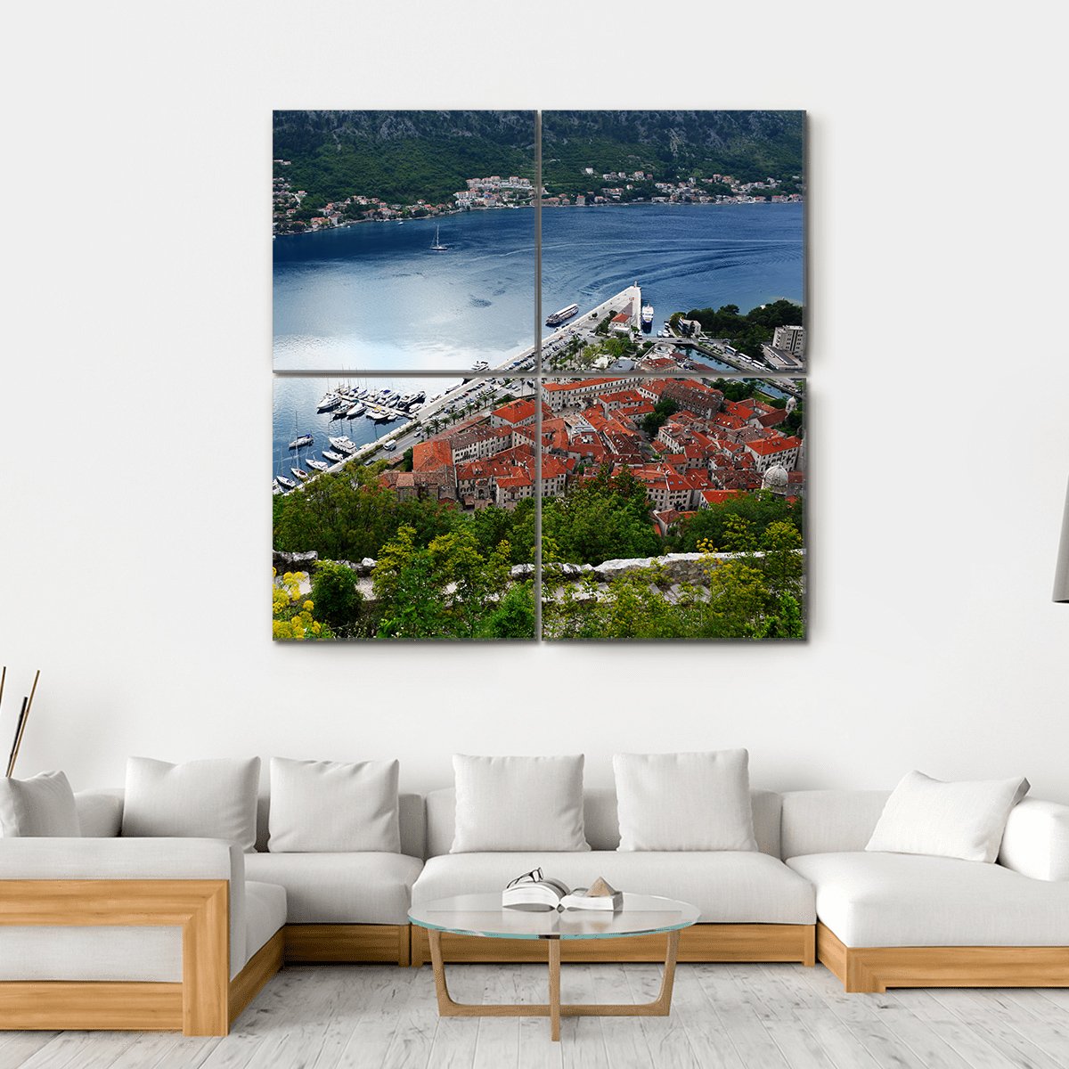 View Of The Old Town Of Kotor Canvas Wall Art-4 Square-Gallery Wrap-17" x 17"-Tiaracle
