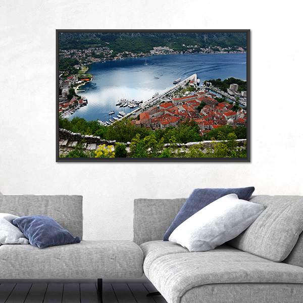 View Of The Old Town Of Kotor Canvas Wall Art-5 Horizontal-Gallery Wrap-22" x 12"-Tiaracle