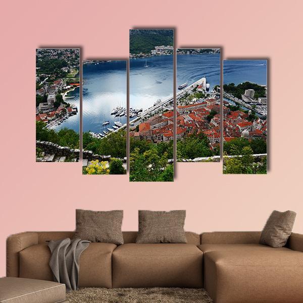 View Of The Old Town Of Kotor Canvas Wall Art-5 Pop-Gallery Wrap-47" x 32"-Tiaracle