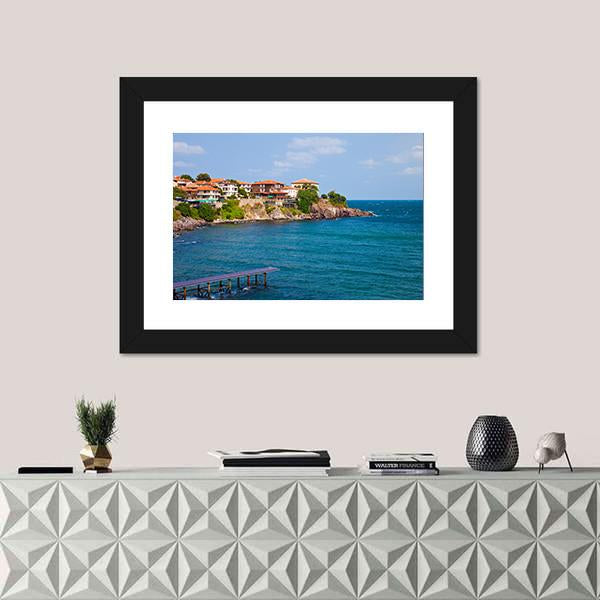 View Of The Old Town Part Of Sozopol Canvas Wall Art-1 Piece-Framed Print-20" x 16"-Tiaracle