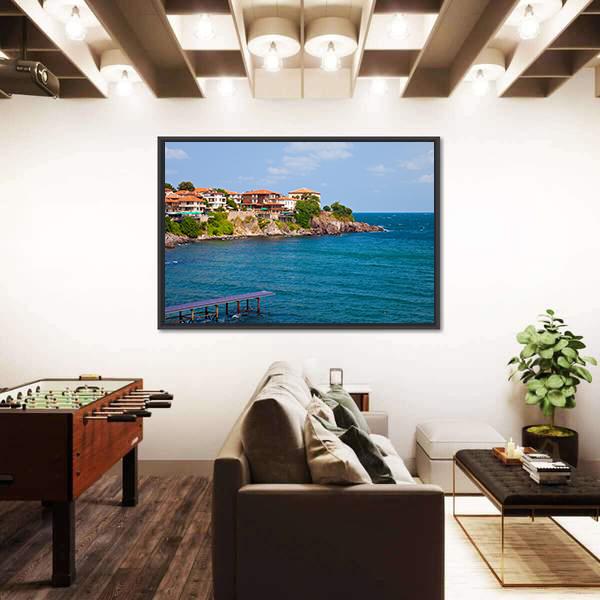 View Of The Old Town Part Of Sozopol Canvas Wall Art-3 Horizontal-Gallery Wrap-25" x 16"-Tiaracle