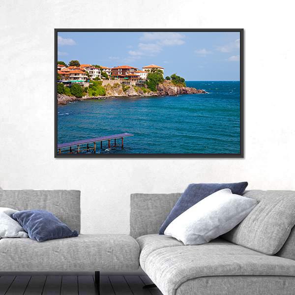 View Of The Old Town Part Of Sozopol Canvas Wall Art-3 Horizontal-Gallery Wrap-25" x 16"-Tiaracle