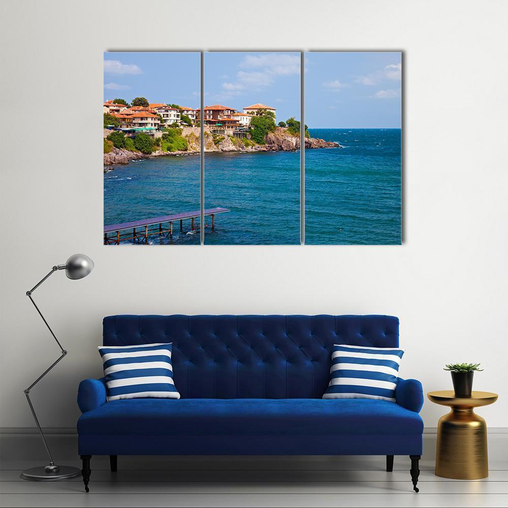 View Of The Old Town Part Of Sozopol Canvas Wall Art-3 Horizontal-Gallery Wrap-37" x 24"-Tiaracle