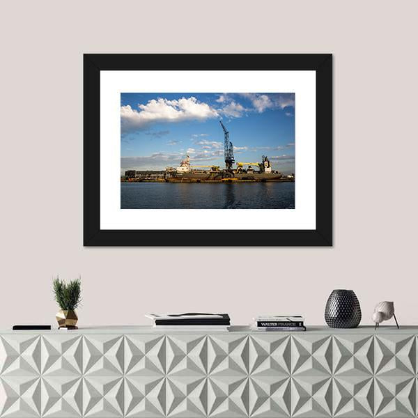 View Of The Port Of Amsterdam Canvas Wall Art-1 Piece-Framed Print-20&quot; x 16&quot;-Tiaracle