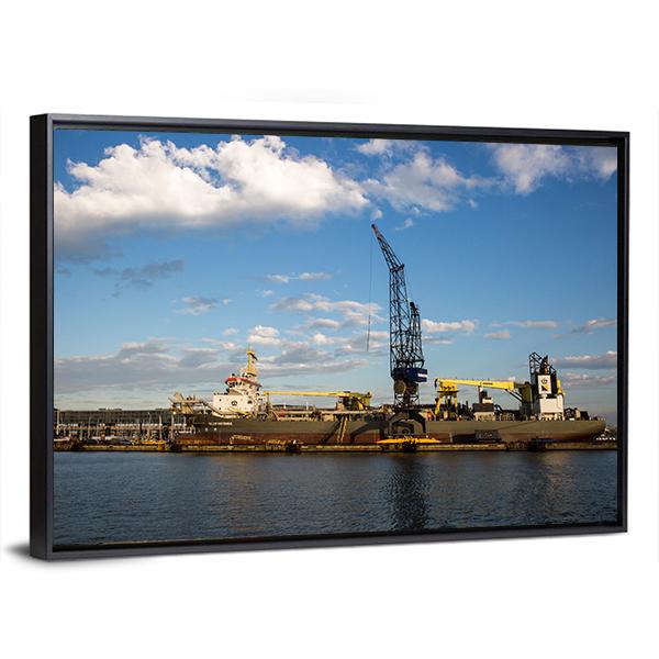 View Of The Port Of Amsterdam Canvas Wall Art-3 Horizontal-Gallery Wrap-25" x 16"-Tiaracle