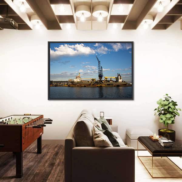 View Of The Port Of Amsterdam Canvas Wall Art-3 Horizontal-Gallery Wrap-25" x 16"-Tiaracle