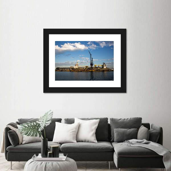 View Of The Port Of Amsterdam Canvas Wall Art-3 Horizontal-Gallery Wrap-25" x 16"-Tiaracle