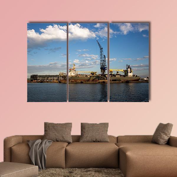 View Of The Port Of Amsterdam Canvas Wall Art-3 Horizontal-Gallery Wrap-37" x 24"-Tiaracle