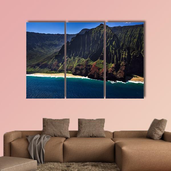 View Of The remote Na Pali Coastline Canvas Wall Art-4 Pop-Gallery Wrap-50" x 32"-Tiaracle
