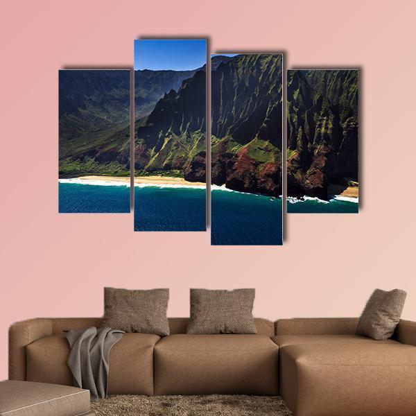 View Of The remote Na Pali Coastline Canvas Wall Art-4 Pop-Gallery Wrap-50" x 32"-Tiaracle