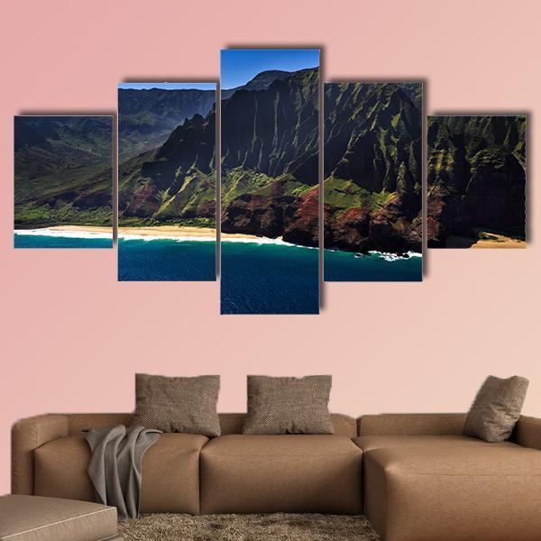 View Of The remote Na Pali Coastline Canvas Wall Art-5 Star-Gallery Wrap-62" x 32"-Tiaracle