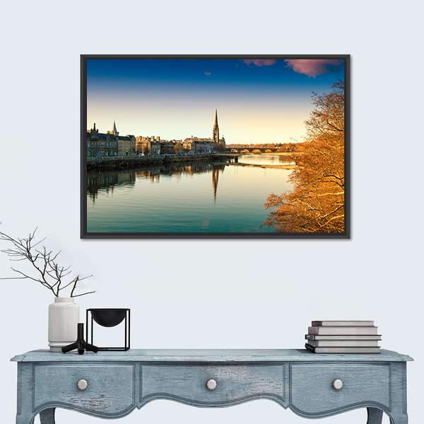 View Of The River Tay Canvas Wall Art-1 Piece-Floating Frame-24" x 16"-Tiaracle