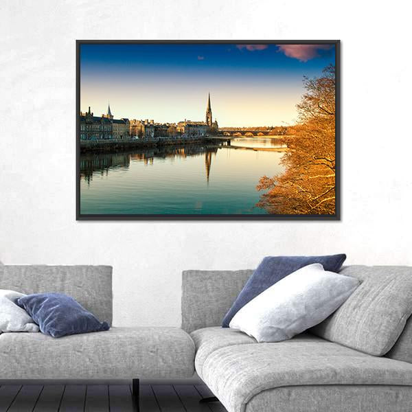 View Of The River Tay Canvas Wall Art-3 Horizontal-Gallery Wrap-25" x 16"-Tiaracle