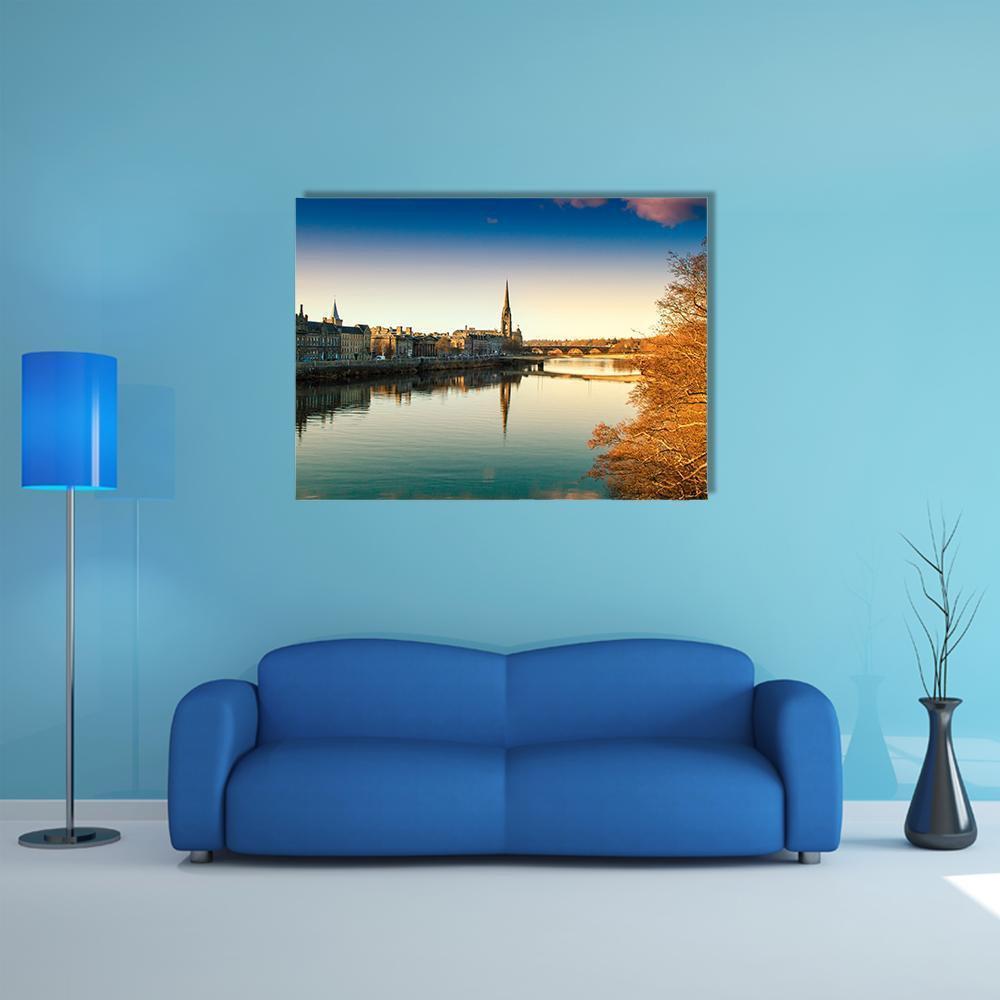 View Of The River Tay Canvas Wall Art-1 Piece-Gallery Wrap-48" x 32"-Tiaracle