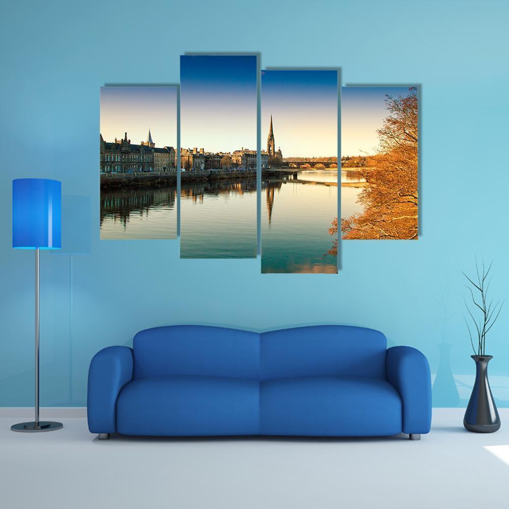 View Of The River Tay Canvas Wall Art-4 Pop-Gallery Wrap-50" x 32"-Tiaracle