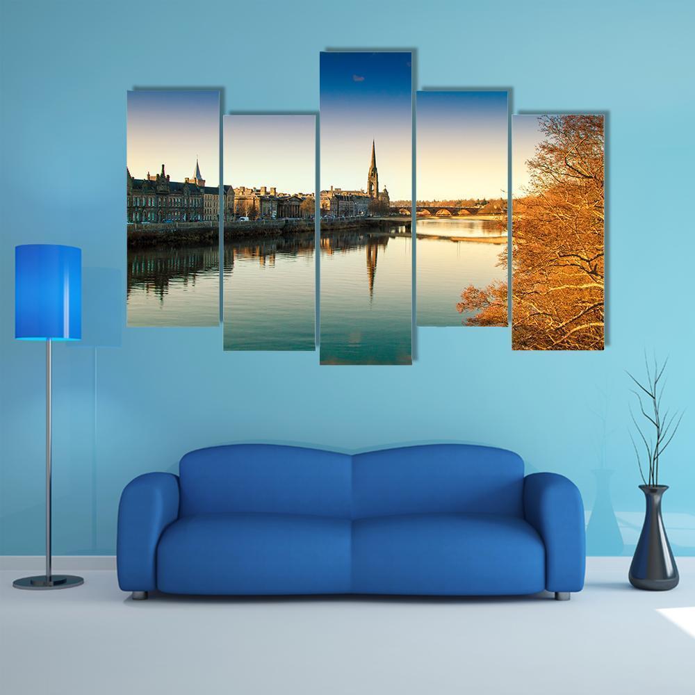 View Of The River Tay Canvas Wall Art-5 Pop-Gallery Wrap-47" x 32"-Tiaracle