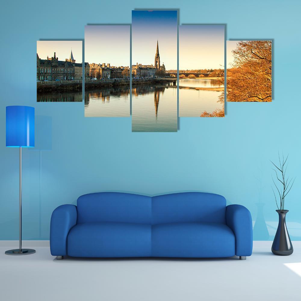 View Of The River Tay Canvas Wall Art-5 Star-Gallery Wrap-62" x 32"-Tiaracle
