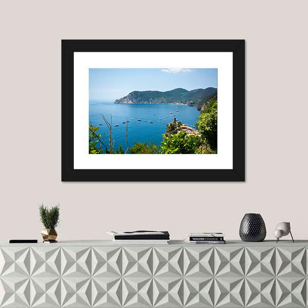 View Of The Sea In Front Of The Coast Of Liguria Canvas Wall Art-1 Piece-Framed Print-20" x 16"-Tiaracle