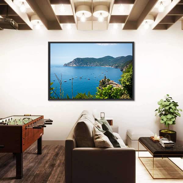 View Of The Sea In Front Of The Coast Of Liguria Canvas Wall Art-3 Horizontal-Gallery Wrap-25" x 16"-Tiaracle