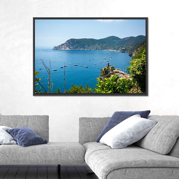 View Of The Sea In Front Of The Coast Of Liguria Canvas Wall Art-3 Horizontal-Gallery Wrap-25" x 16"-Tiaracle