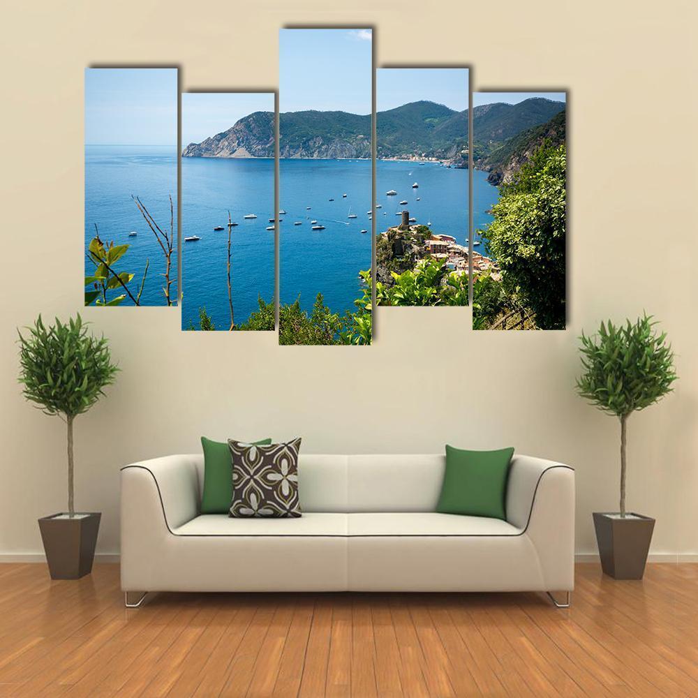 View Of The Sea In Front Of The Coast Of Liguria Canvas Wall Art-5 Pop-Gallery Wrap-47" x 32"-Tiaracle