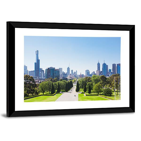 View Of The Skyline In Melbourne Canvas Wall Art-3 Horizontal-Gallery Wrap-25" x 16"-Tiaracle