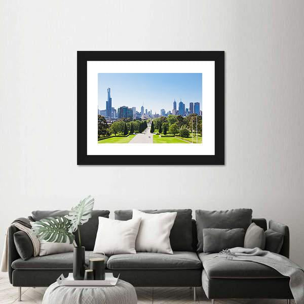 View Of The Skyline In Melbourne Canvas Wall Art-3 Horizontal-Gallery Wrap-25" x 16"-Tiaracle