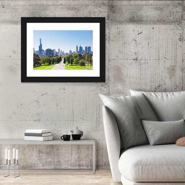 View Of The Skyline In Melbourne Canvas Wall Art-3 Horizontal-Gallery Wrap-25" x 16"-Tiaracle