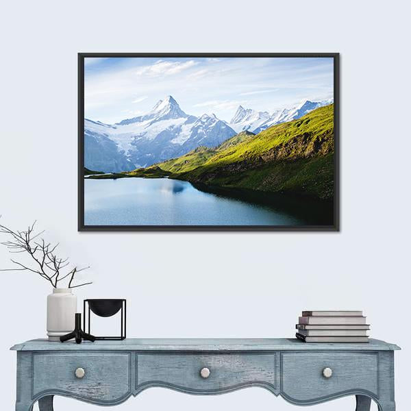 View Of The Snow Rocky Massif Canvas Wall Art-1 Piece-Floating Frame-24" x 16"-Tiaracle