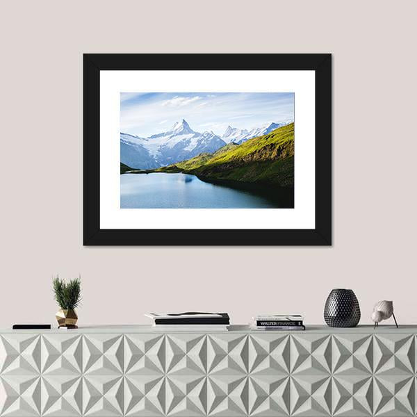 View Of The Snow Rocky Massif Canvas Wall Art-1 Piece-Framed Print-20" x 16"-Tiaracle
